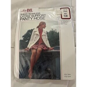 Vintage Lady BVD Sheer Seamless Lycra Support Panty Hose Style 39 White